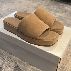 New & Other Stories Beige Suede Platform Sandals